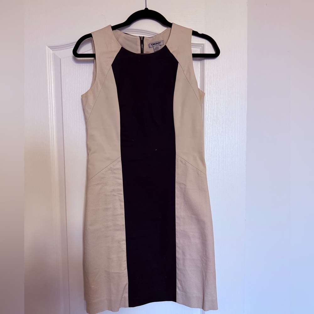 DKNY Two-Tone Navy and Cream Dress
